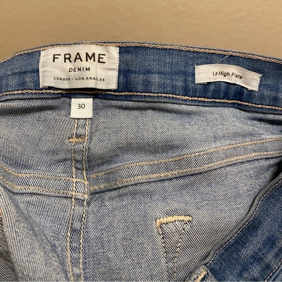 Frame Blue Le High Flare Jeans In Free Bird Size 30 - Picture 6 of 10